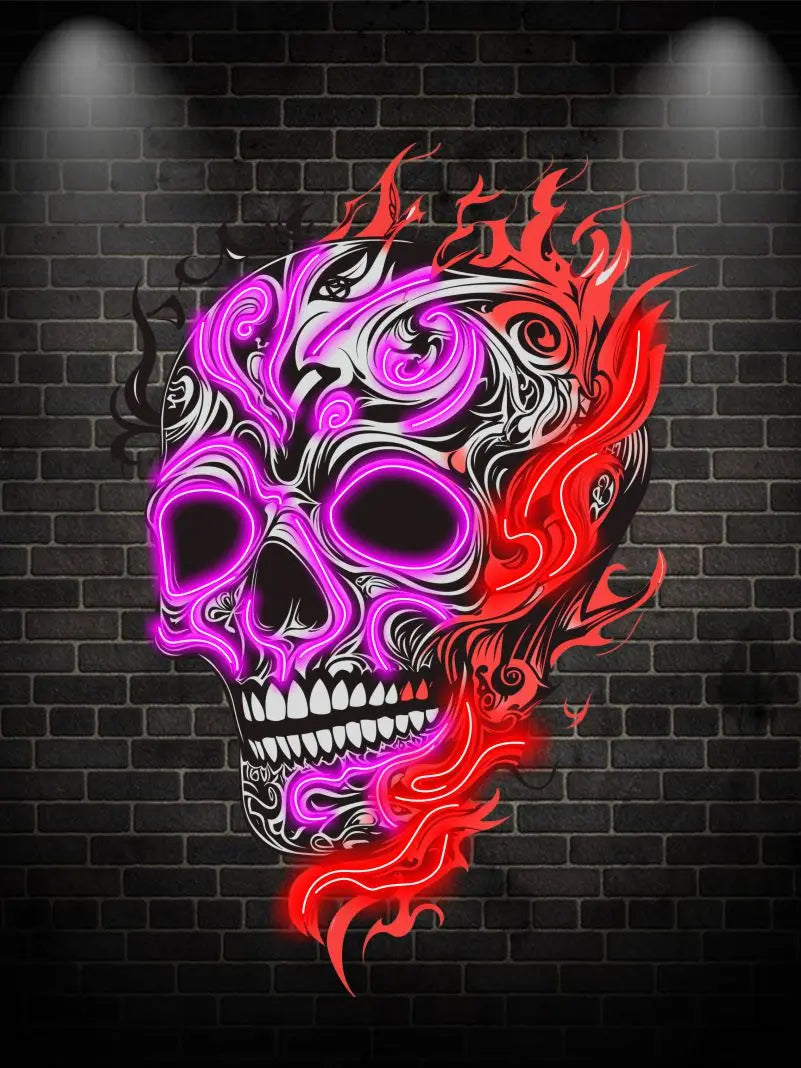 Skull with Weird Fire Creative Wall LED neon sign product image