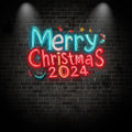 Merry Christmas 2024 Blue and Red Text LED neon sign product image