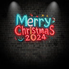 Merry Christmas 2024 Blue and Red Text LED neon sign by NeonCS