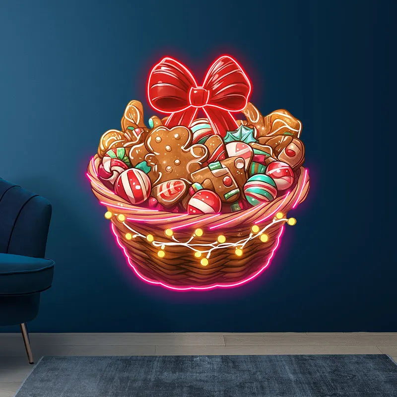 Christmas Gingerbread Men & Candy LED neon sign product image