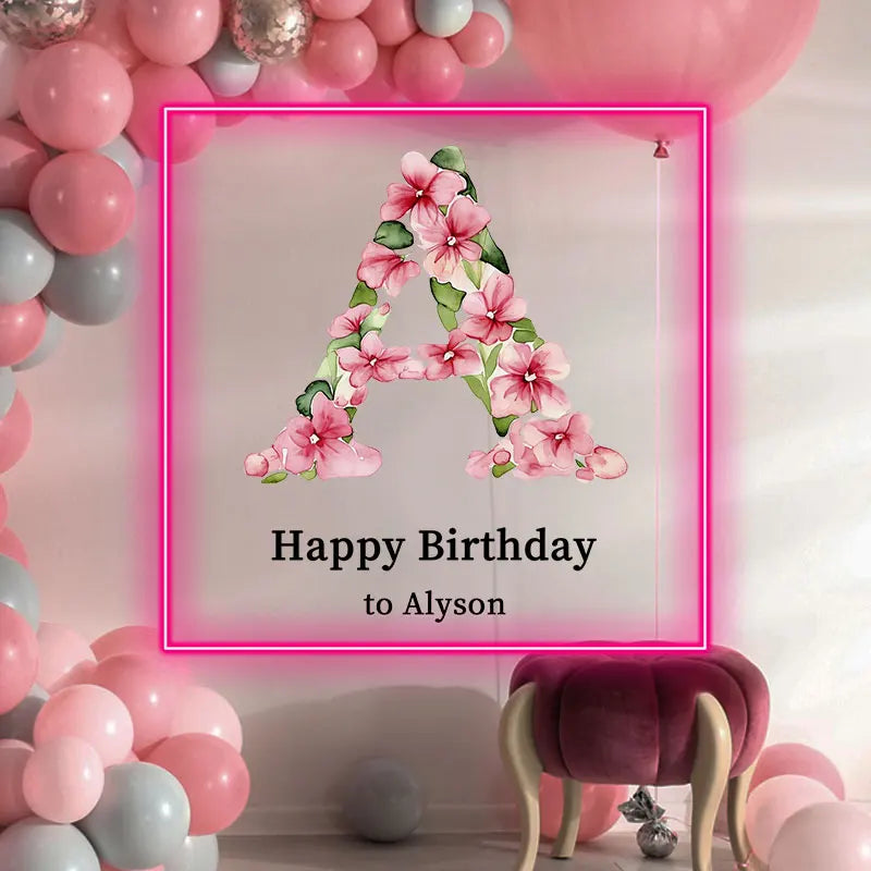 Birthday with Flowers Letter Name for LED neon sign product image