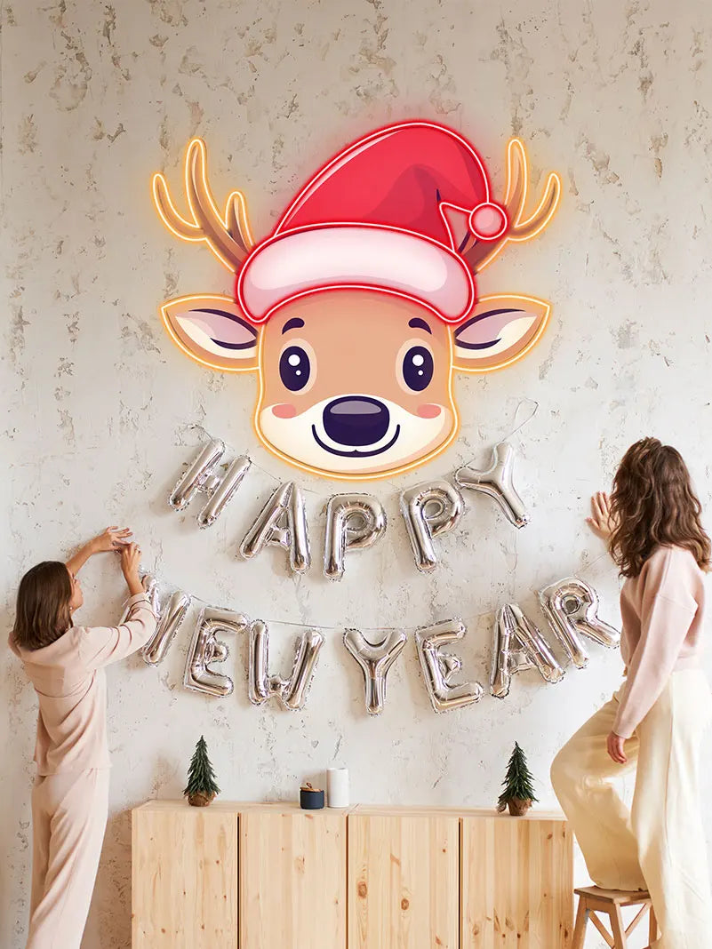 Reindeer Christmas Print Art - Cute LED neon sign product image