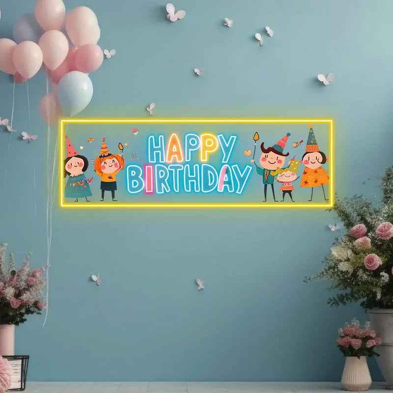 Colorful Happy Birthday Fun Cartoon LED neon sign product image