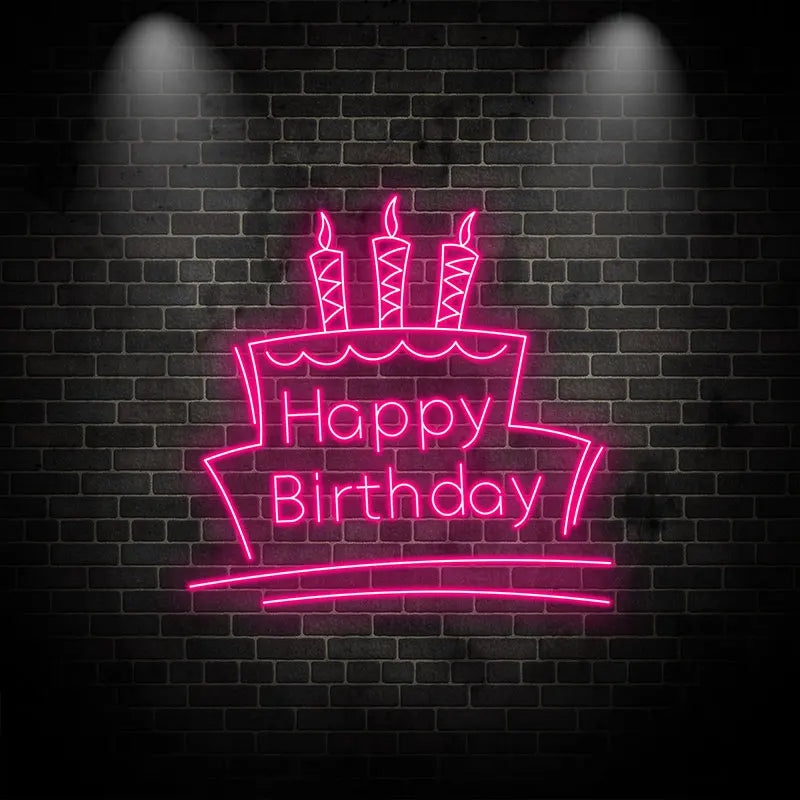 Toysign Happy Birthday with Cake & LED neon sign by NeonCS