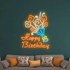 Neon Flower Bouquet "happy Birthday" LED neon sign product image