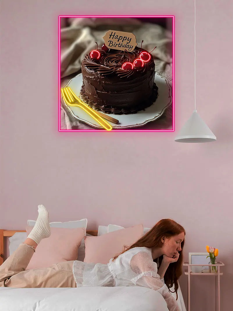 Chocolate Birthday Cake Perfect LED neon sign product image