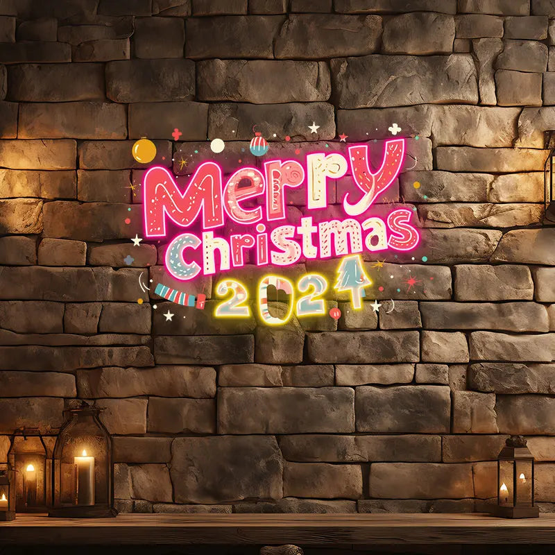 Merry Christmas 2024 Text Creative LED neon sign product image
