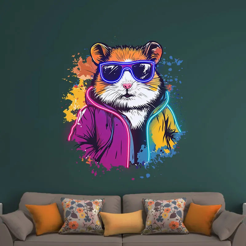 Cool Neon Hamster Art Poster Funky LED neon sign product image