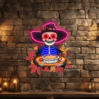 Neon Skeleton with Pie Thanksgiving LED neon sign product image