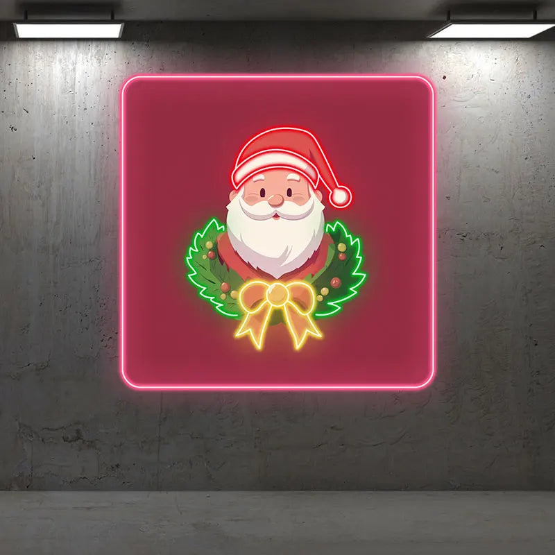 Santa Claus Neon Wreath Poster LED neon sign product image