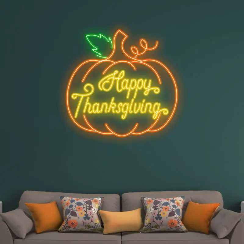 Happy Thanksgiving Neon Pumpkin Sign LED neon sign product image