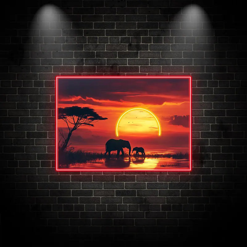 Toysign Elephant Sunset Neon Wall Art LED neon sign product image