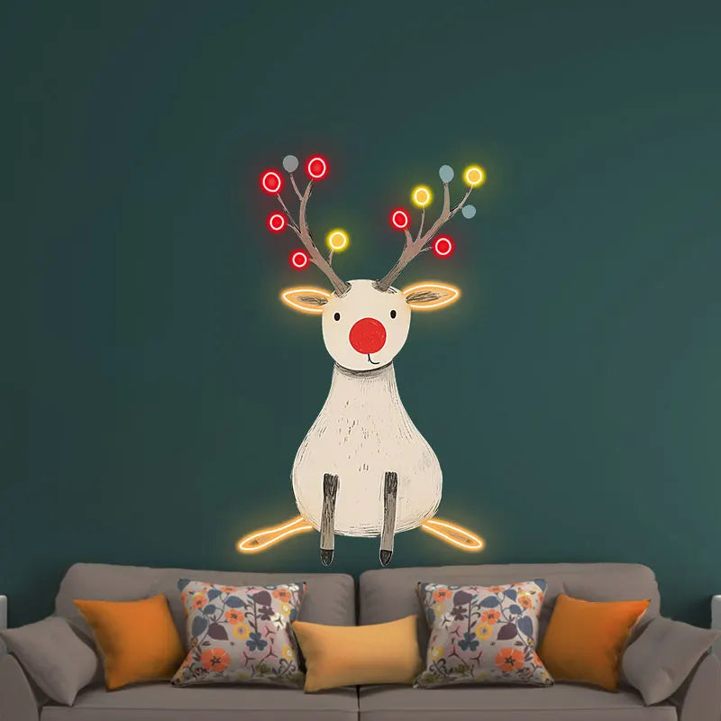 Cute Reindeer Neon Holiday Uv Print LED neon sign product image