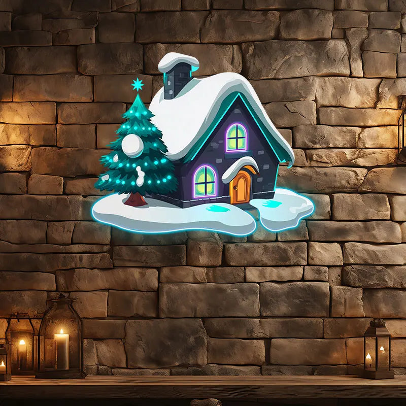 Christmas Cottage Snow Christmas Tree LED neon sign product image