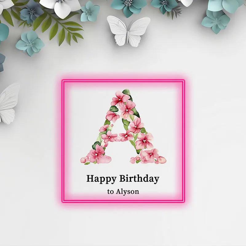 Birthday with Flowers Letter Name for LED neon sign product image