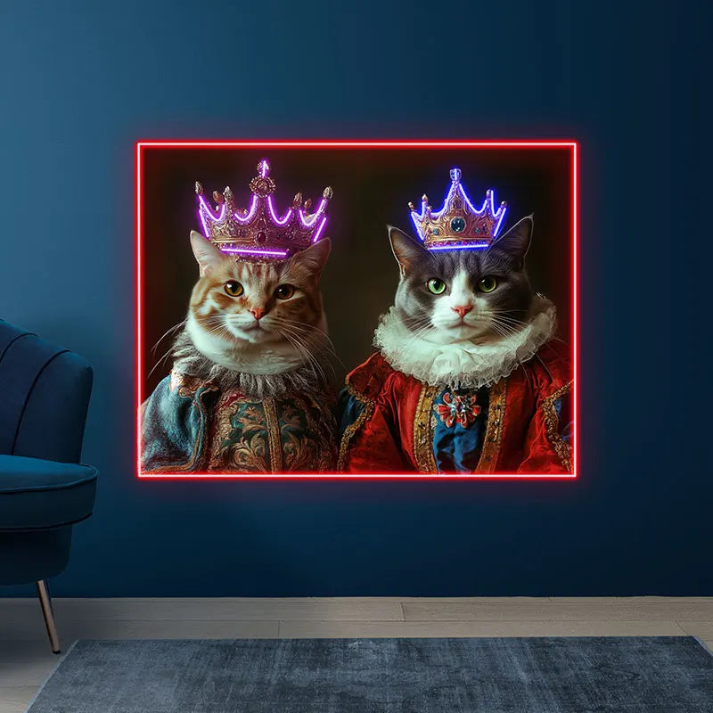Cat King and Queen Wearing Purple LED neon sign product image