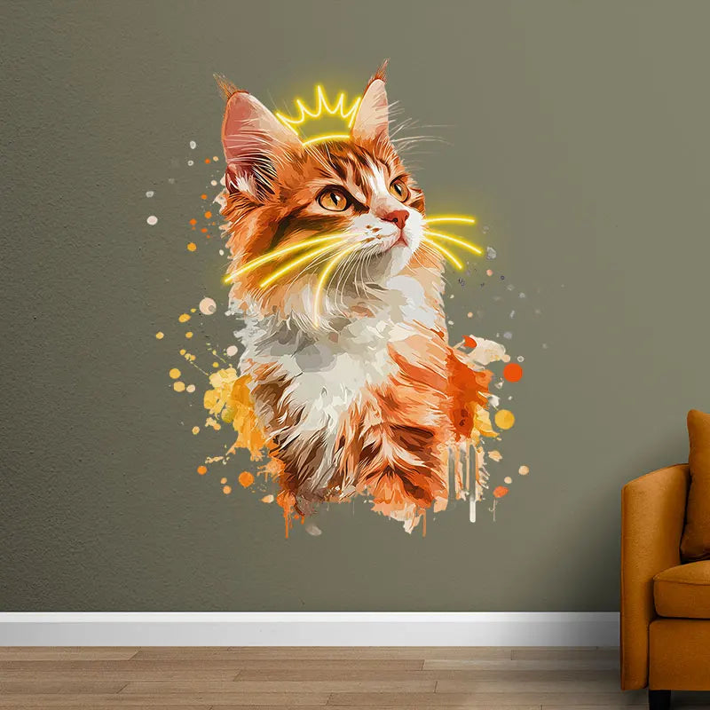 Cute Cat Wearing Crown Wall Hanging LED neon sign product image
