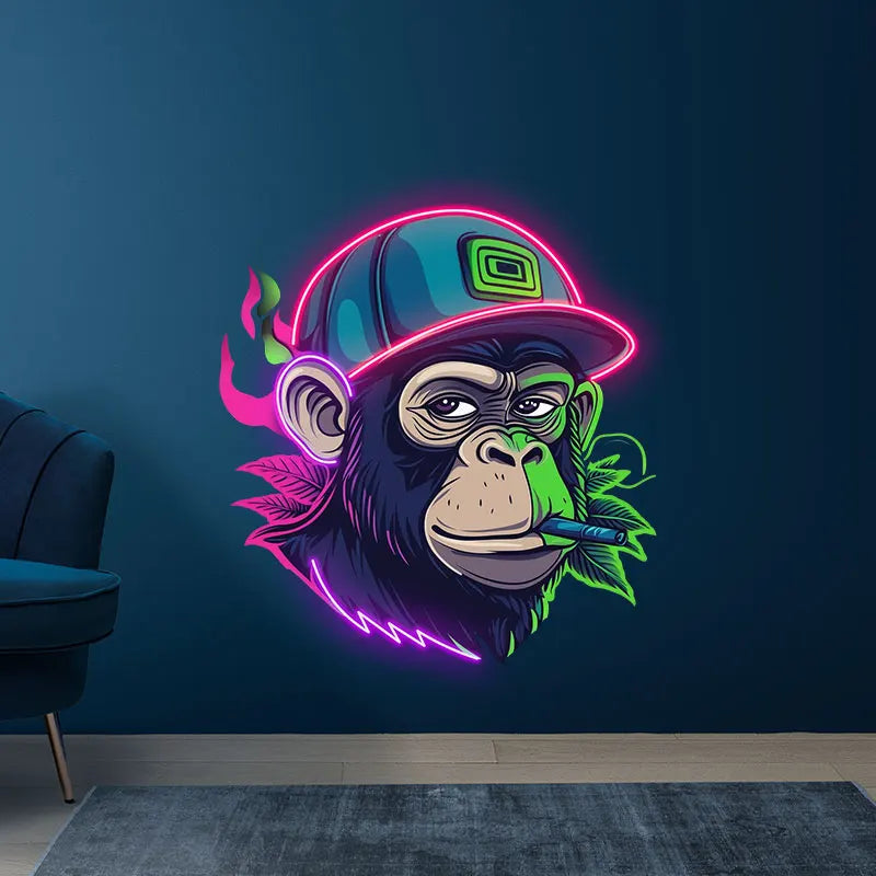 Monkey Smoking Ape Animal Neon Art LED neon sign product image