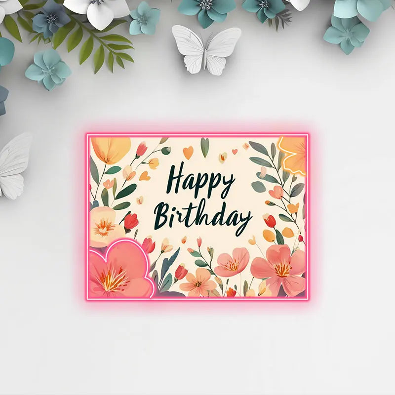 Floral Happy Birthday - Beautiful LED neon sign product image