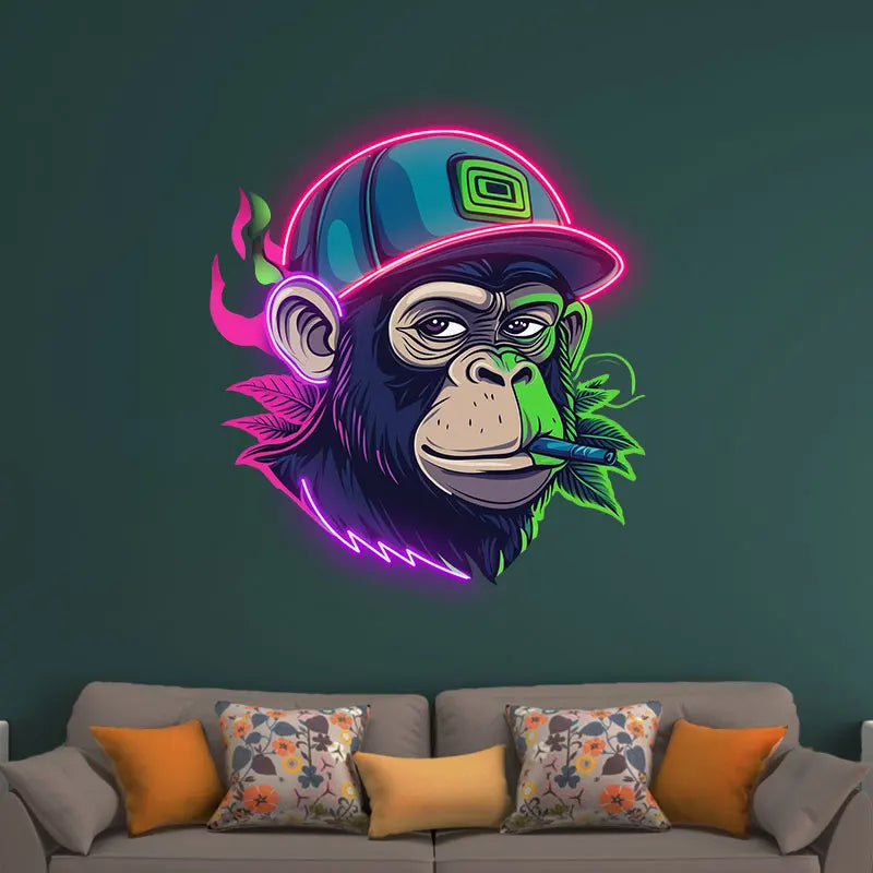 Monkey Smoking Ape Animal Neon Art LED neon sign product image