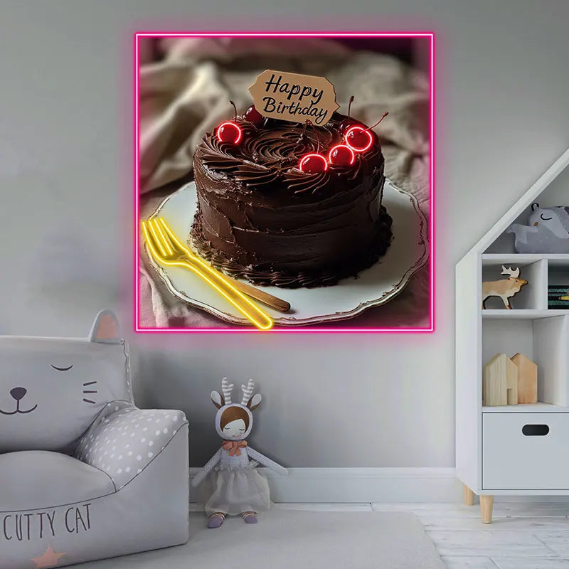 Chocolate Birthday Cake Perfect LED neon sign product image