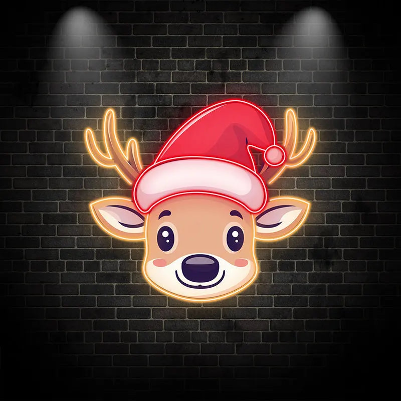 Reindeer Christmas Print Art - Cute LED neon sign by NeonCS