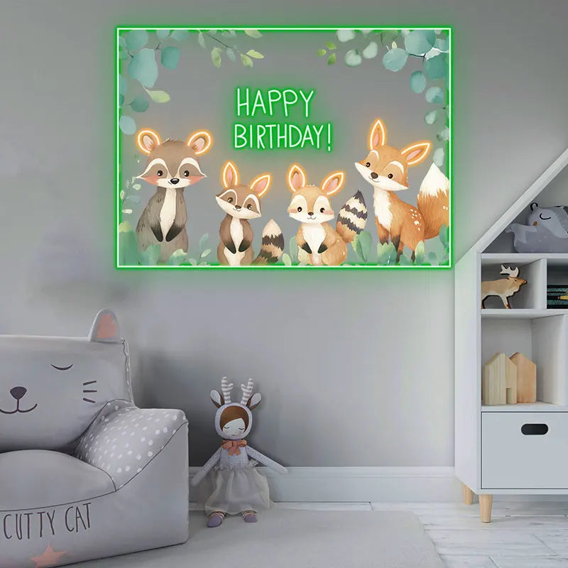 Cute Animal Birthday Kids Birthday LED neon sign product image