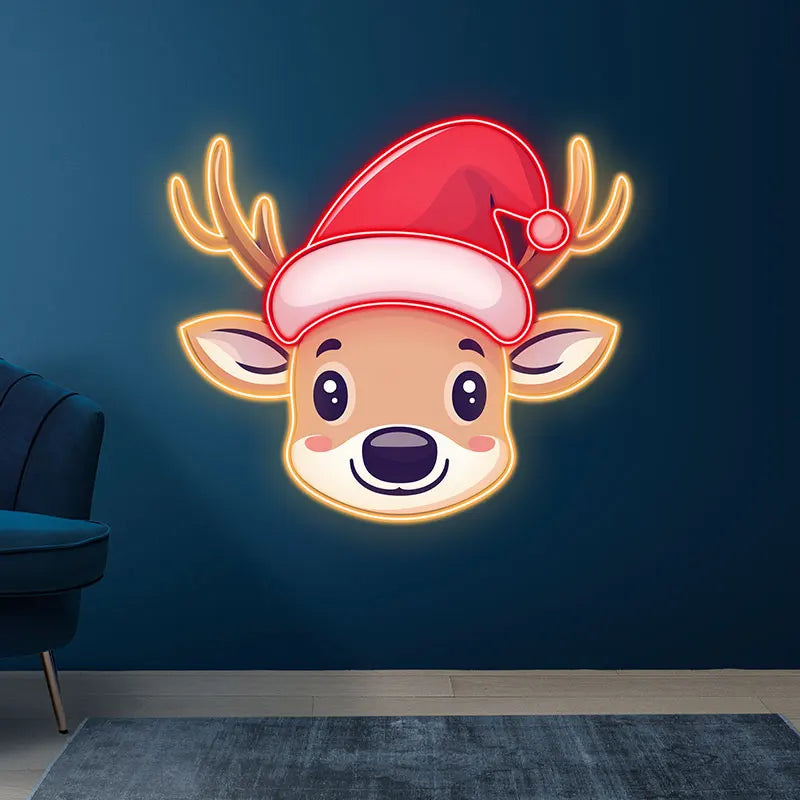 Reindeer Christmas Print Art - Cute LED neon sign product image