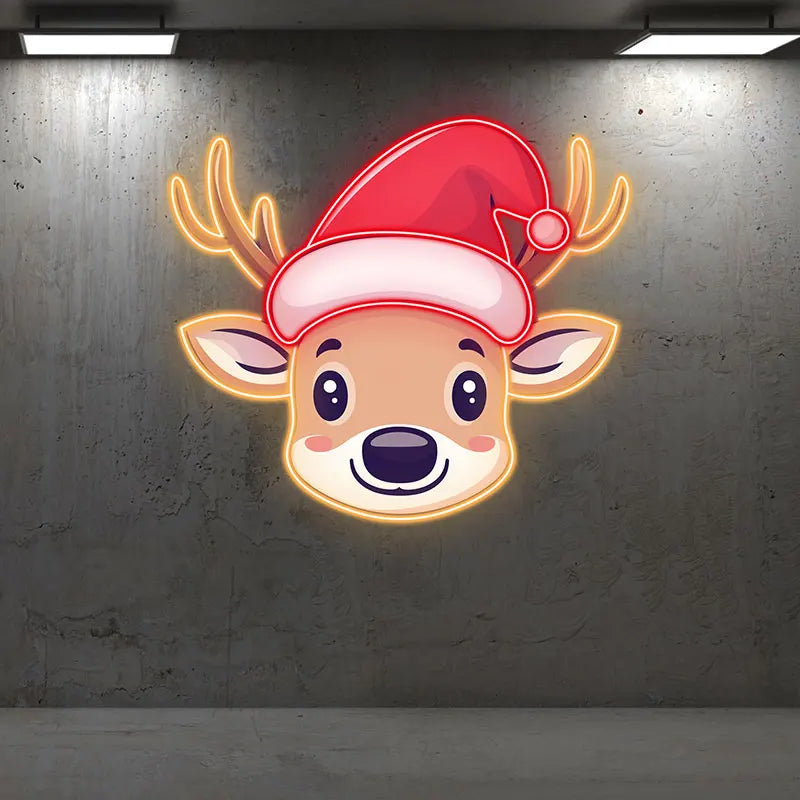 Reindeer Christmas Print Art - Cute LED neon sign product image