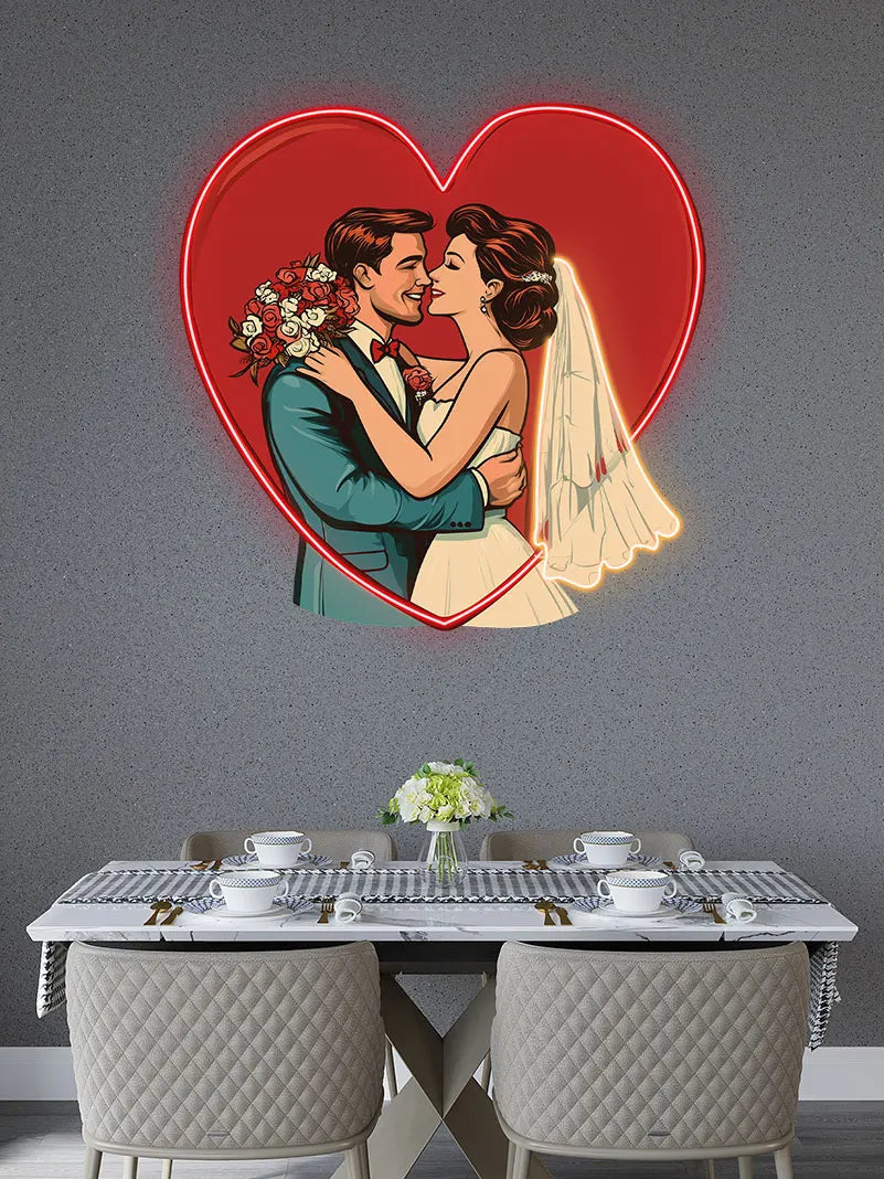 Wedding Hugging in Red Love Heart Sign LED neon sign product image