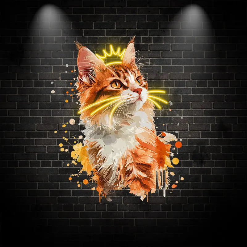 Cute Cat Wearing Crown Wall Hanging LED neon sign by NeonCS