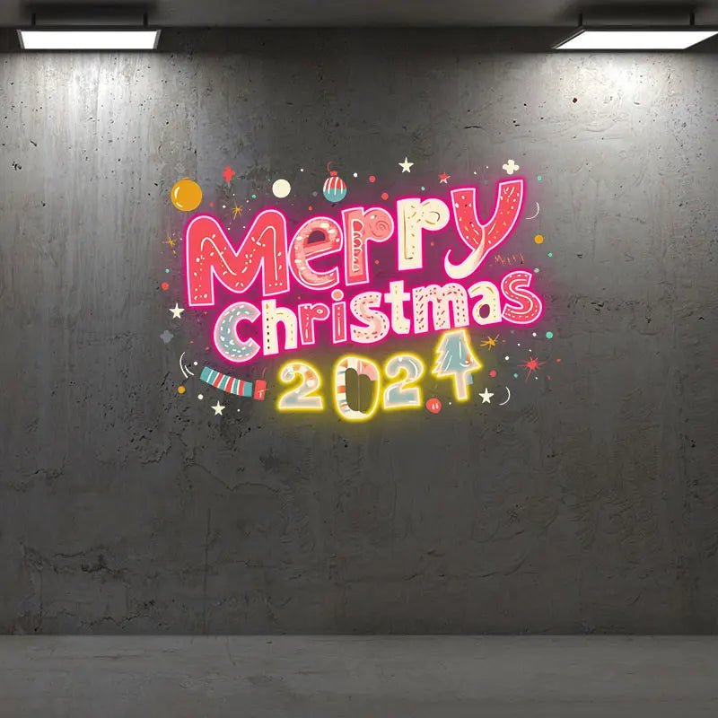 Merry Christmas 2024 Text Creative LED neon sign product image