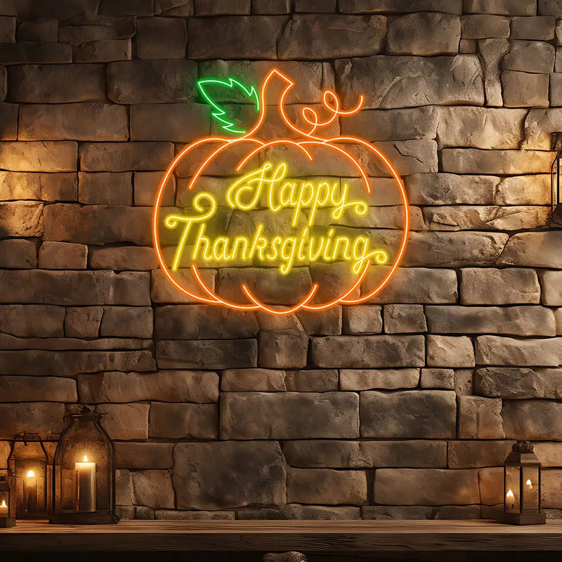 Happy Thanksgiving Neon Pumpkin Sign LED neon sign product image