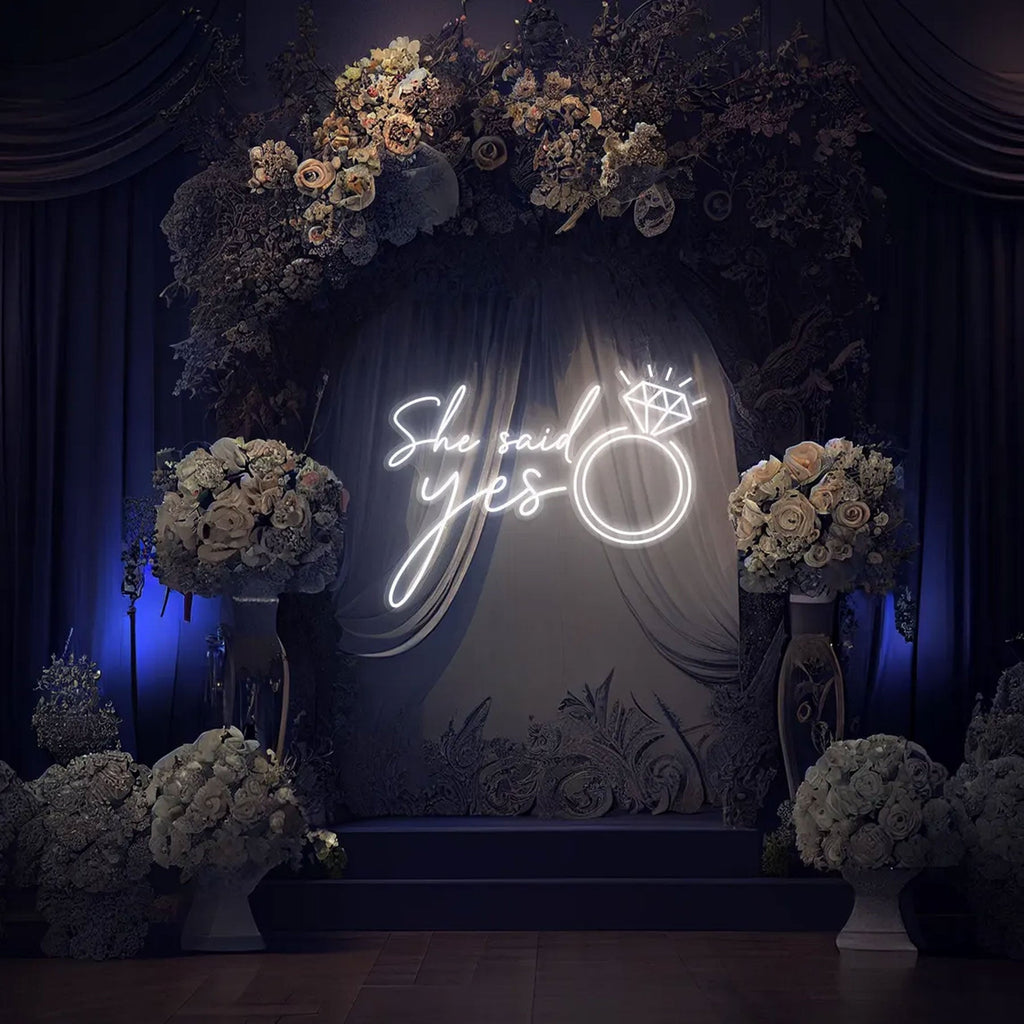 She Said Yes Neon Ring Sign Custom LED neon sign by NeonCS