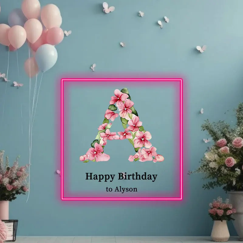 Birthday with Flowers Letter Name for LED neon sign product image