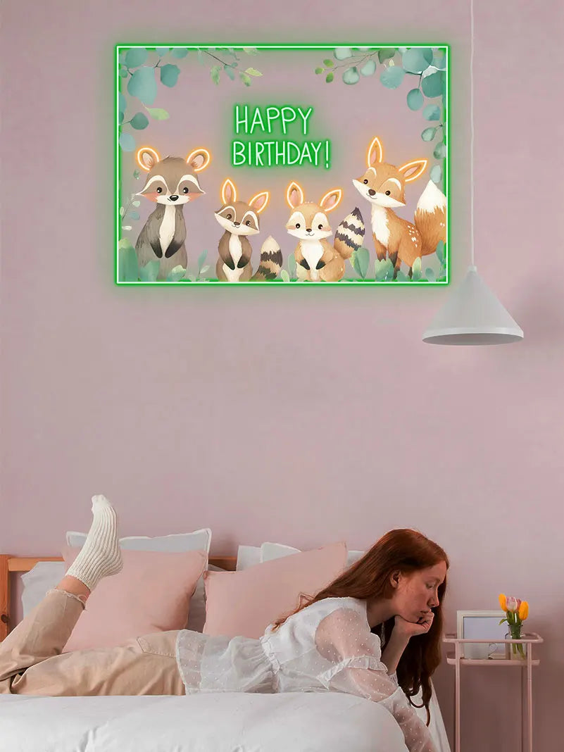 Cute Animal Birthday Kids Birthday LED neon sign product image