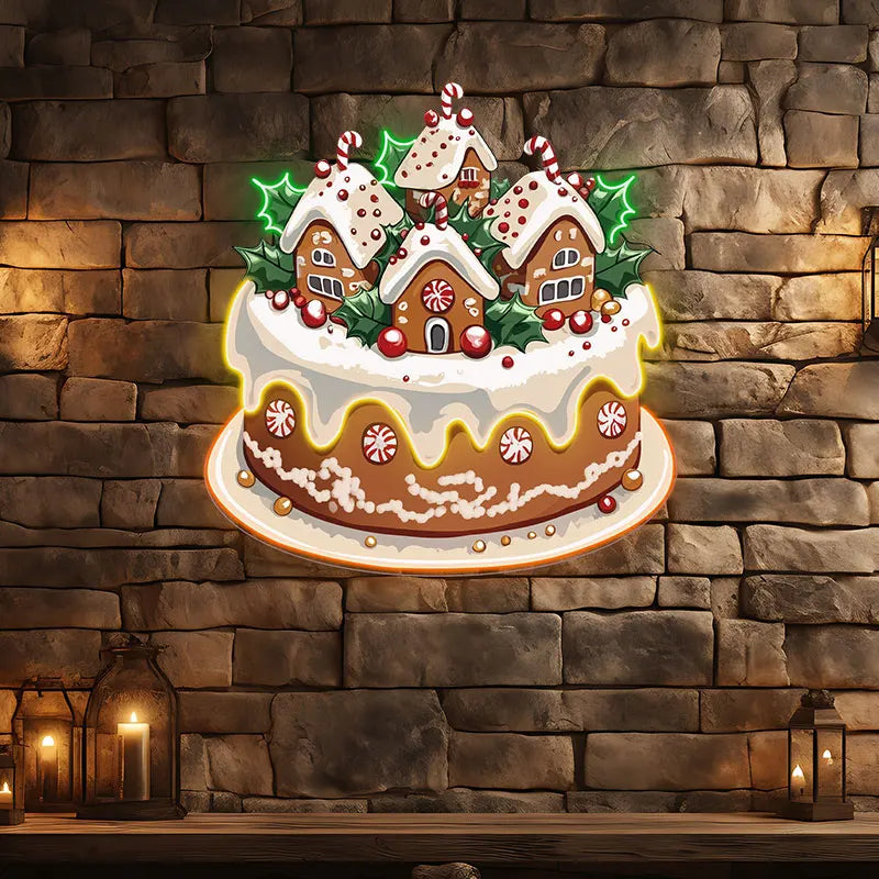 Christmas Little Houses Cake Creative LED neon sign product image