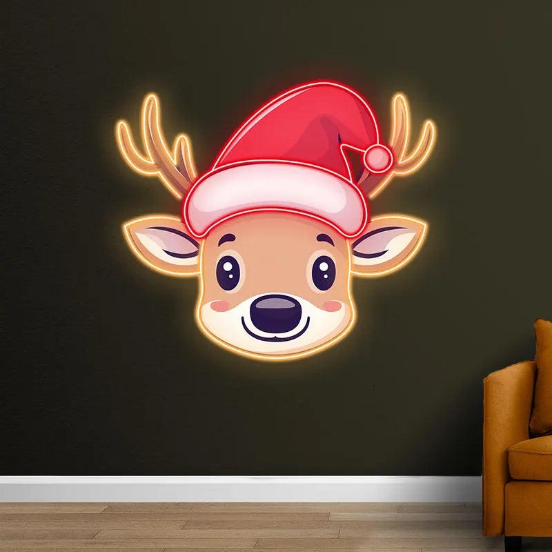 Reindeer Christmas Print Art - Cute LED neon sign product image
