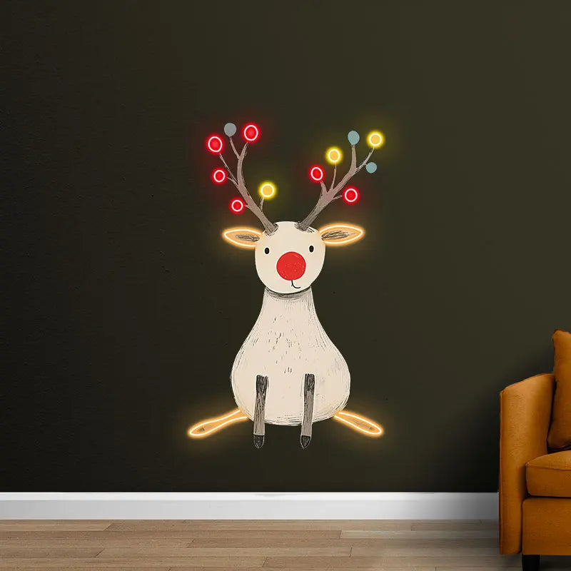 Cute Reindeer Neon Holiday Uv Print LED neon sign product image