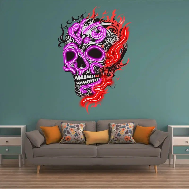 Skull with Weird Fire Creative Wall LED neon sign product image