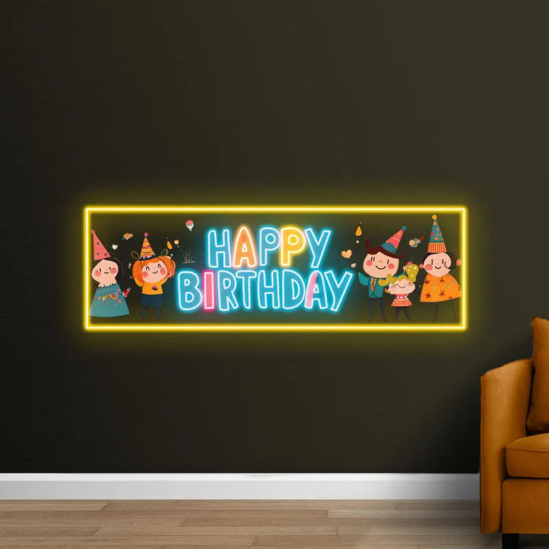 Colorful Happy Birthday Fun Cartoon LED neon sign product image