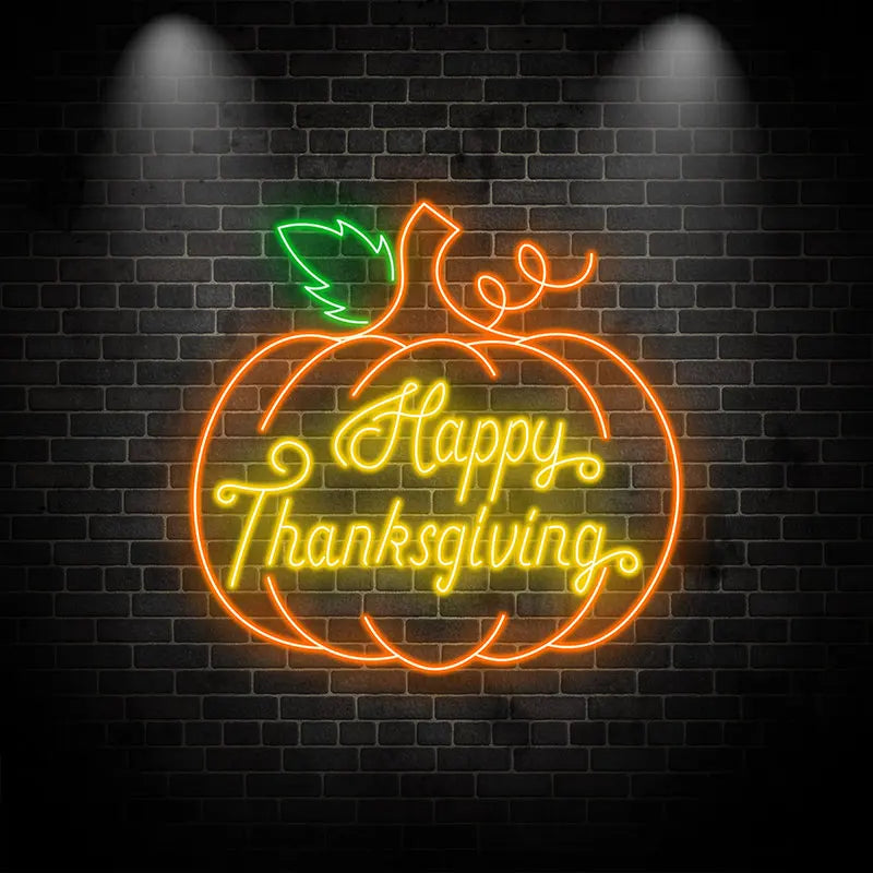 Happy Thanksgiving Neon Pumpkin Sign LED neon sign product image
