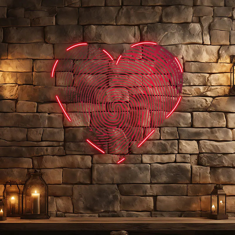 Red Fingerprint Heart Creative Wall LED neon sign product image