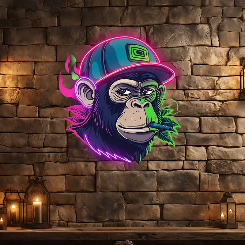 Monkey Smoking Ape Animal Neon Art LED neon sign product image