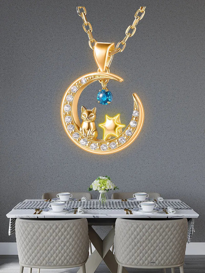 Charming Cat Star Moon Diamond LED neon sign product image