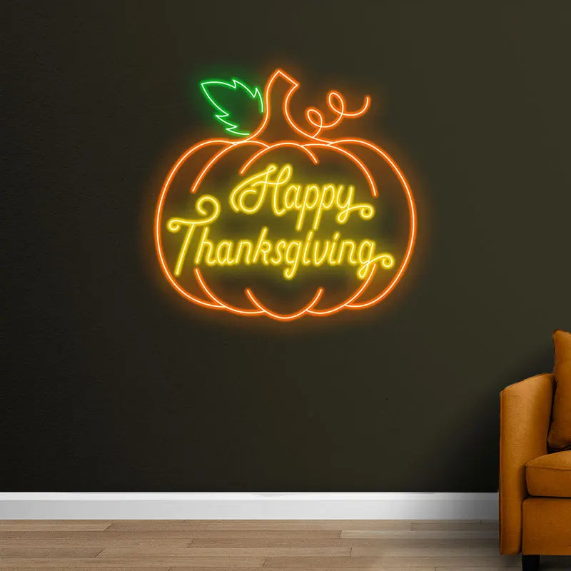 Happy Thanksgiving Neon Pumpkin Sign LED neon sign product image