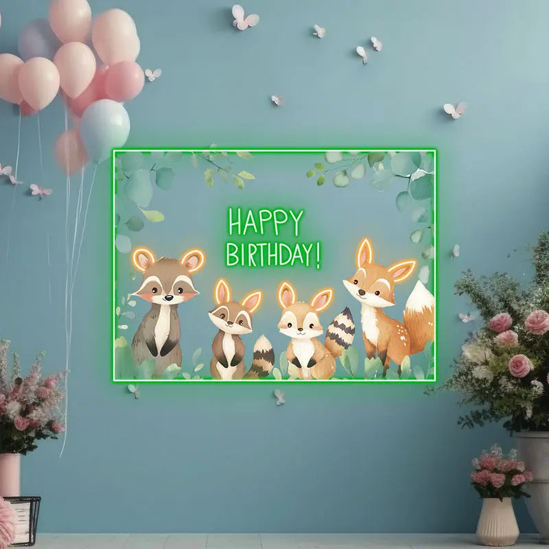 Cute Animal Birthday Kids Birthday LED neon sign product image
