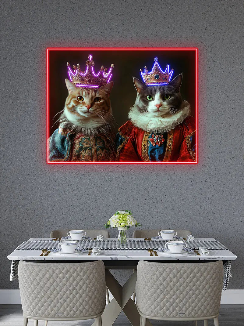 Cat King and Queen Wearing Purple LED neon sign product image