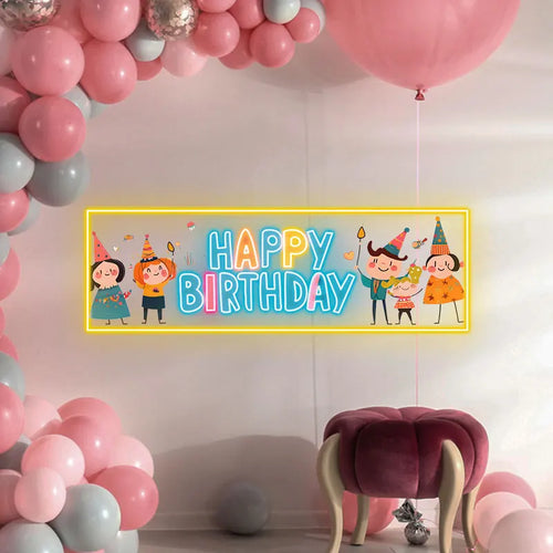 Colorful Happy Birthday Fun Cartoon LED neon sign product image