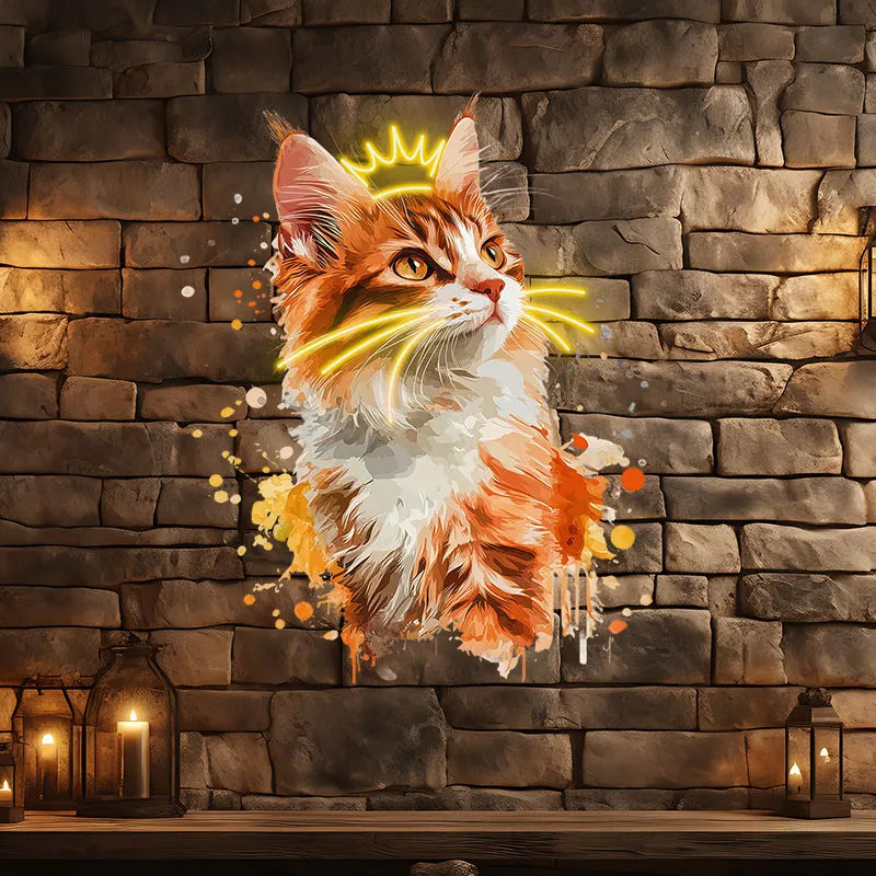 Cute Cat Wearing Crown Wall Hanging LED neon sign product image